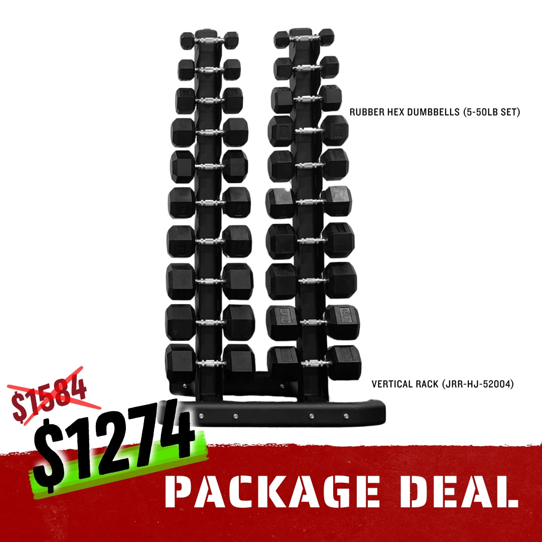 5-50lb Dumbbell Set + Vertical Rack Package Deal