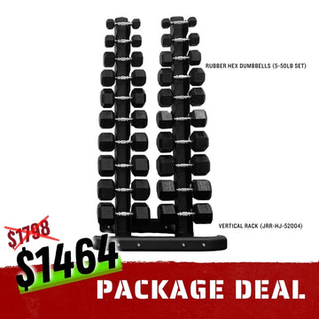 5-50lb Dumbbell Set + Vertical Rack Package Deal