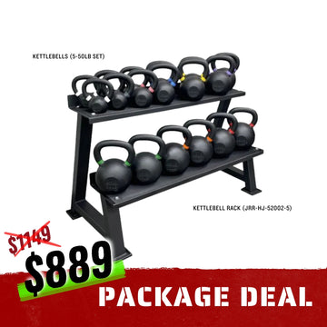 5-50lb Kettlebell Set + Kettlebell Rack