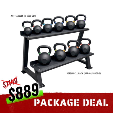 5-50LB Kettlebell Set with Optional Weight Storage