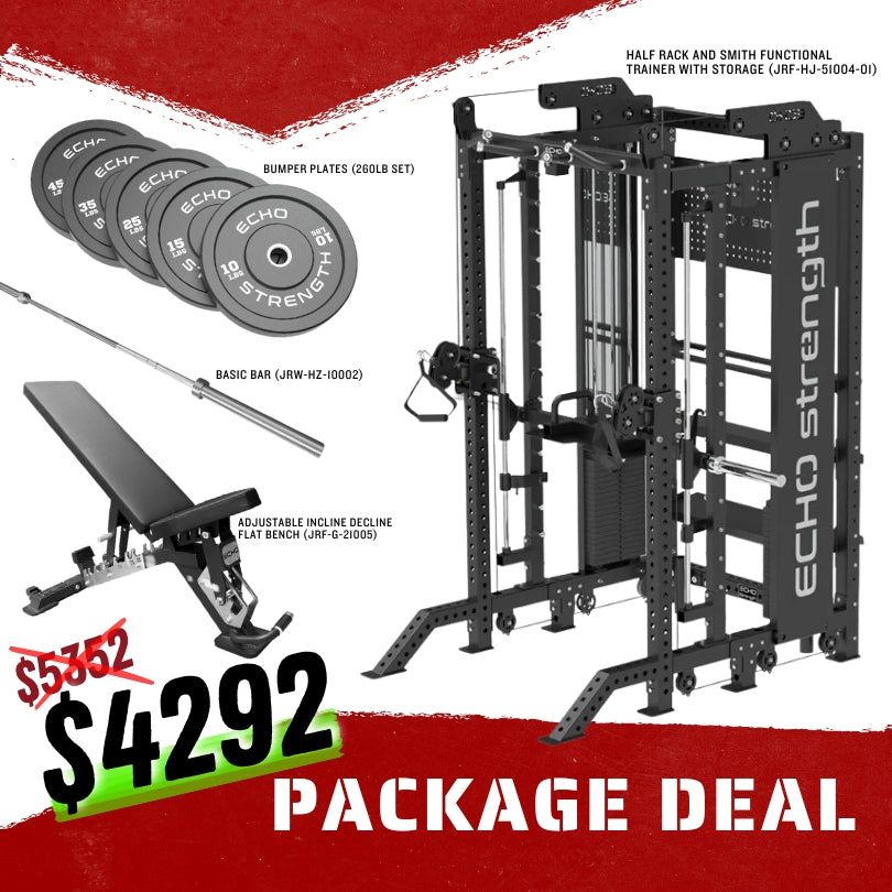 Half Rack Functional Trainer with Smith Machine with Storage | Home Gym Package