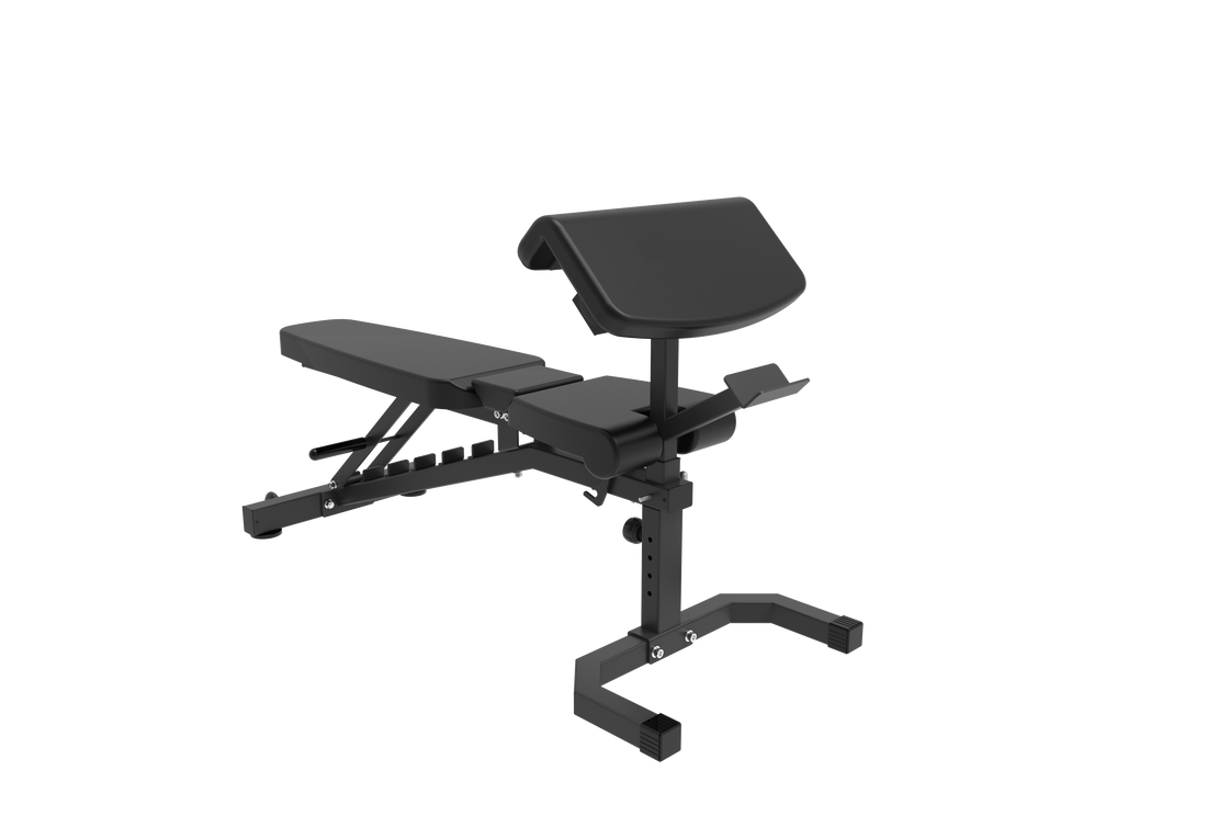 Half Rack + Black Bumper Plates + Barbell + Bench Package Deal