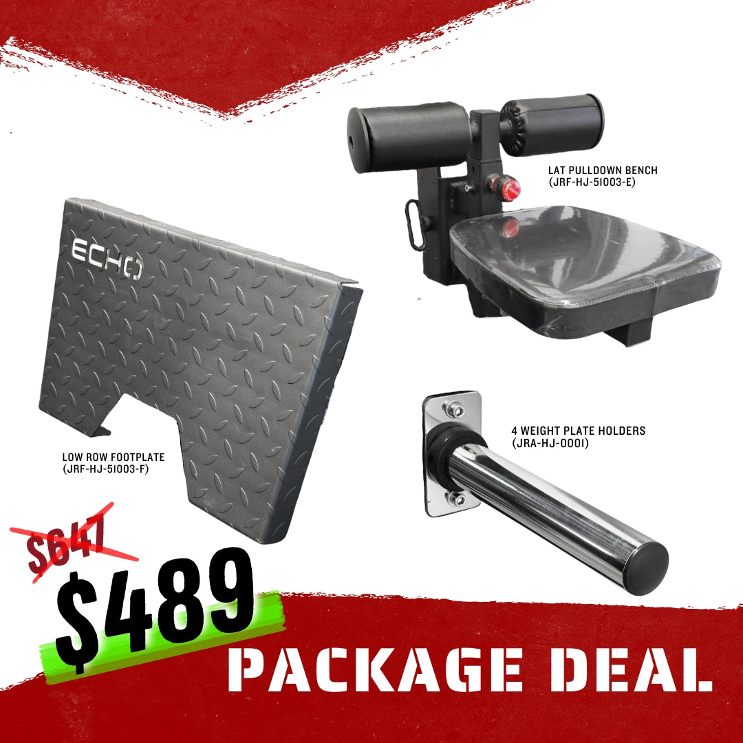 Lat Pulldown Bench, Low Row Footplate, Weight Plate Holders (Pre-Order 4-6 Weeks)